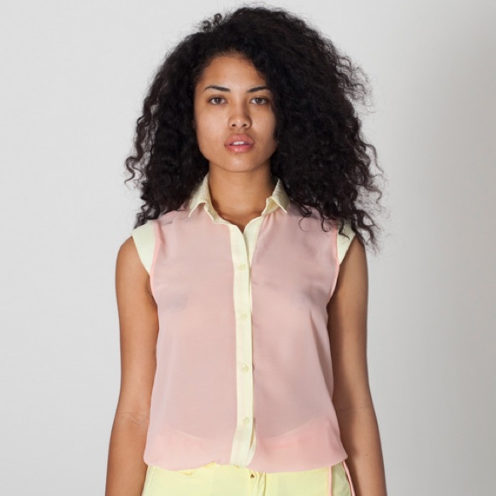 American Apparel Pink Chiffon Blouse